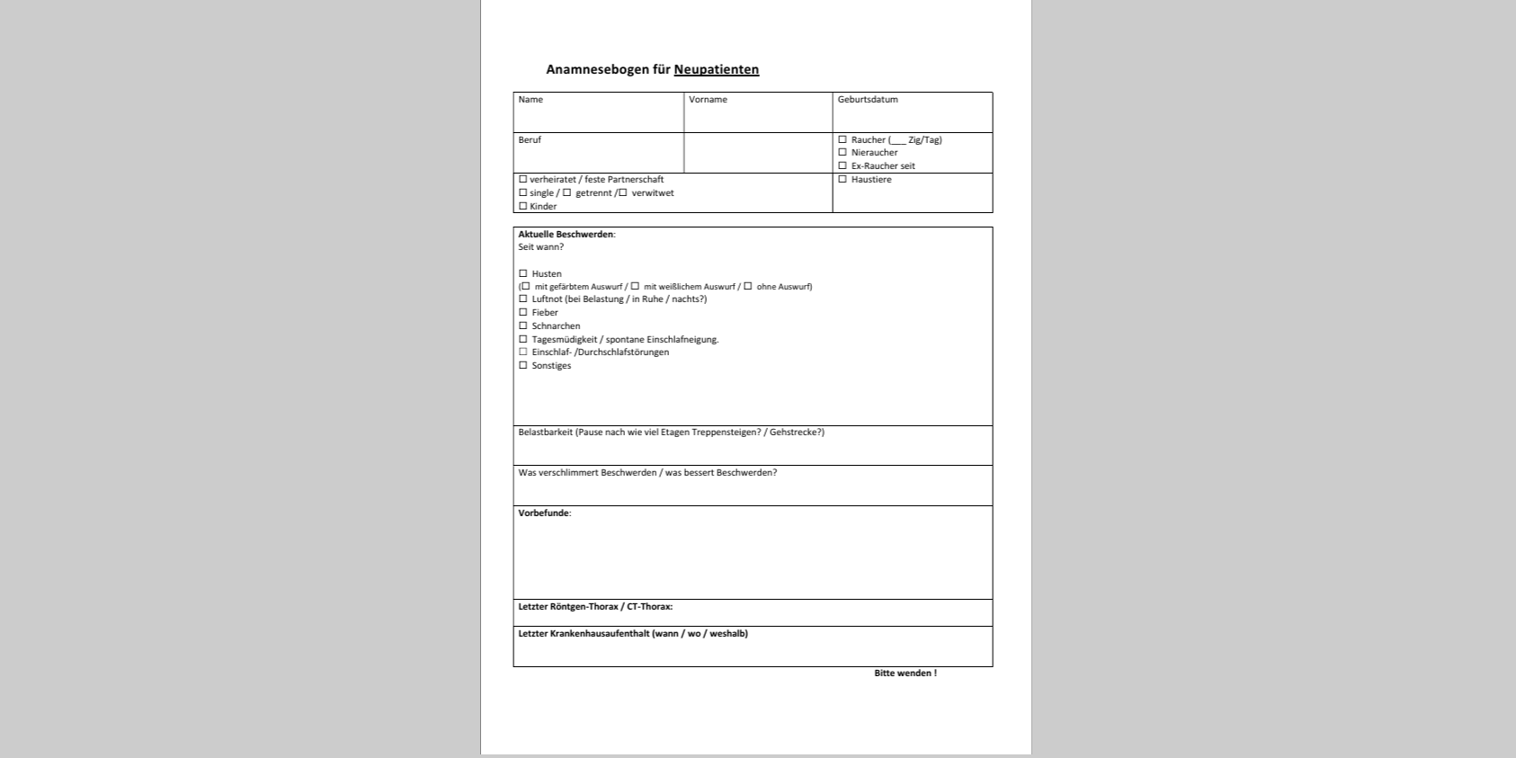 Anamnesebogen
